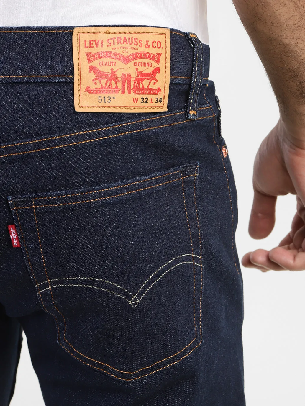 Men's 513 Blue Slim Straight Fit Mid Rise Jeans