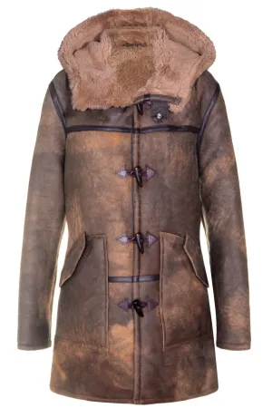 Mens Antique Sheepskin Duffle Coat-Arona