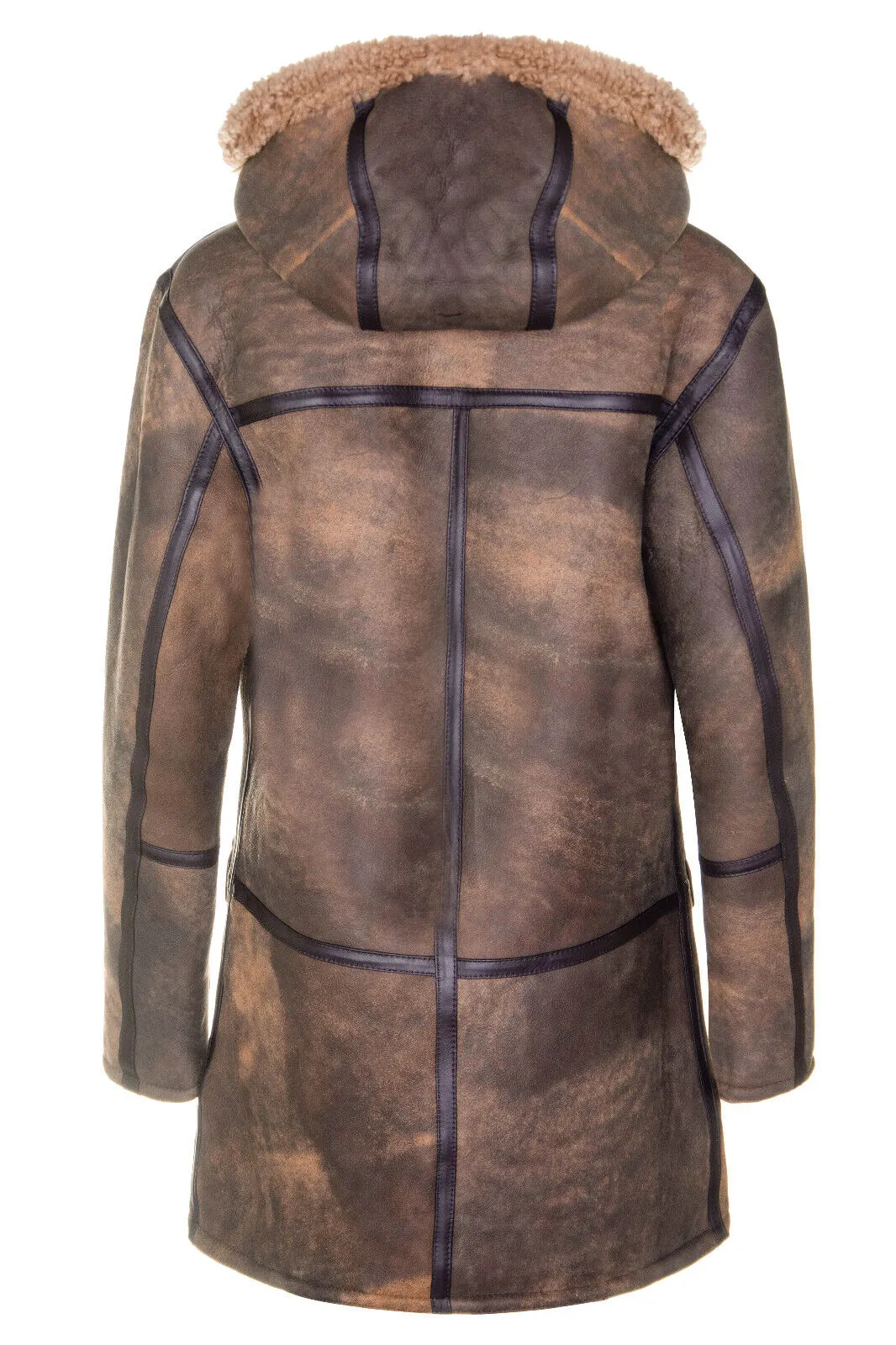 Mens Antique Sheepskin Duffle Coat-Arona