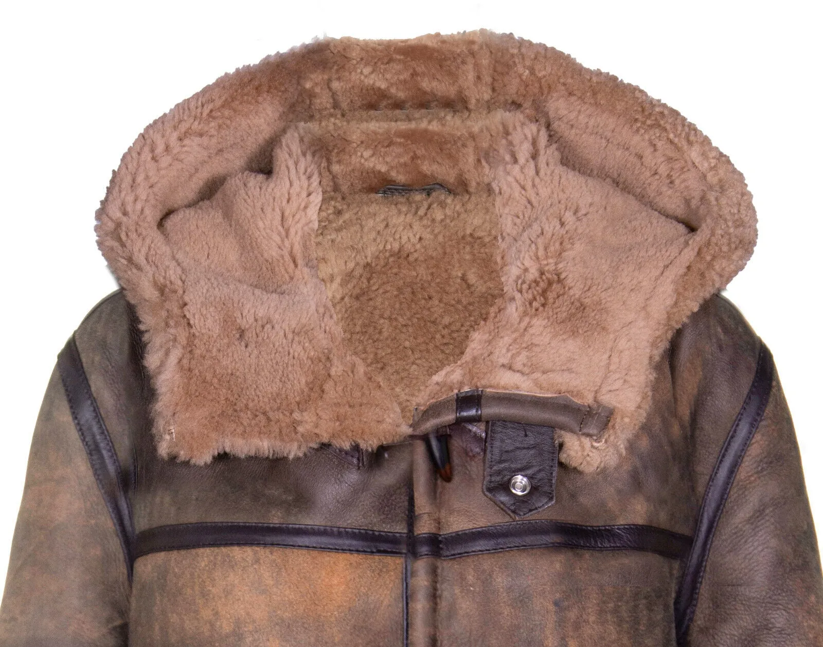 Mens Antique Sheepskin Duffle Coat-Arona