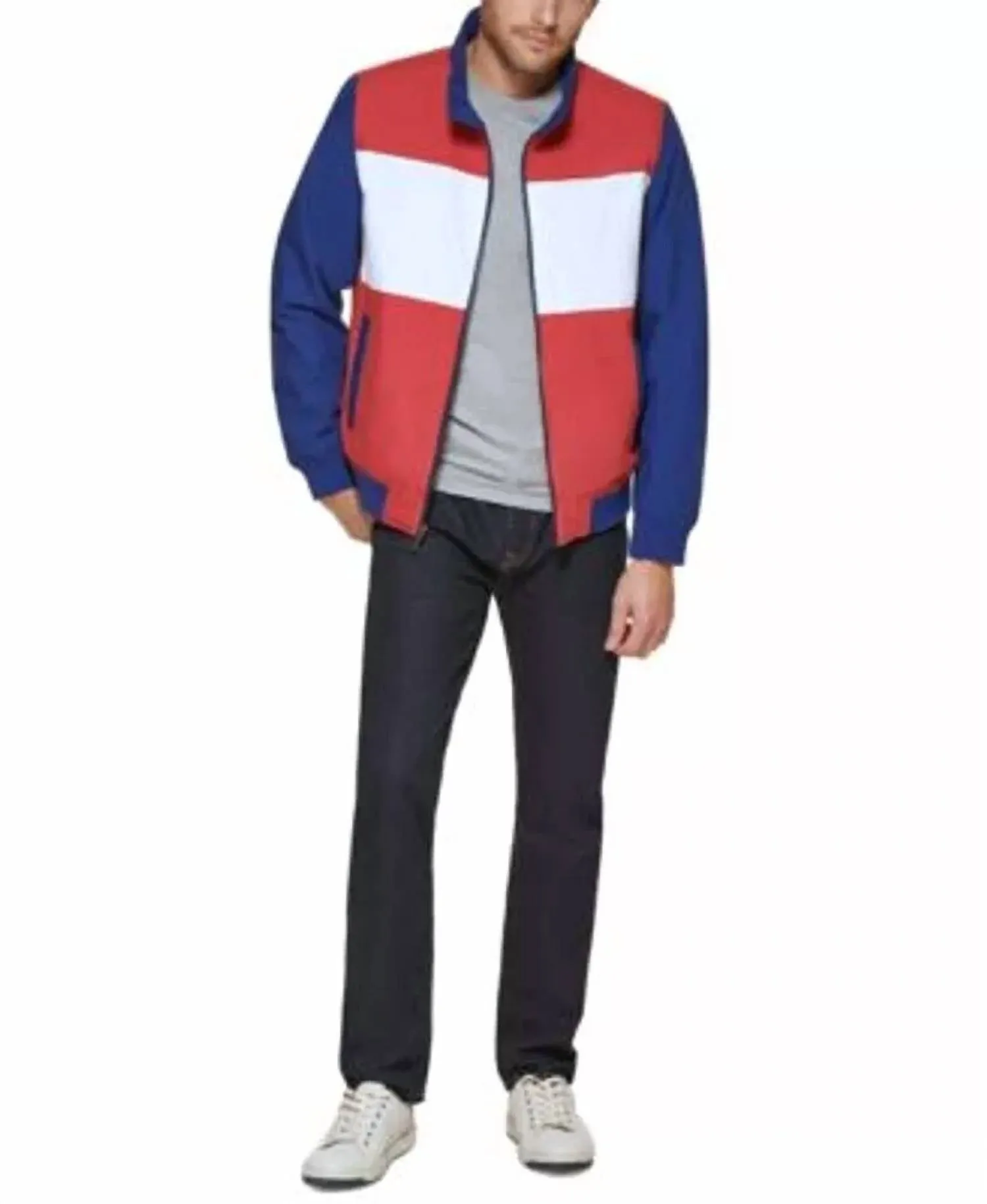 Men's Bomber Jacket In Red, Blue, White