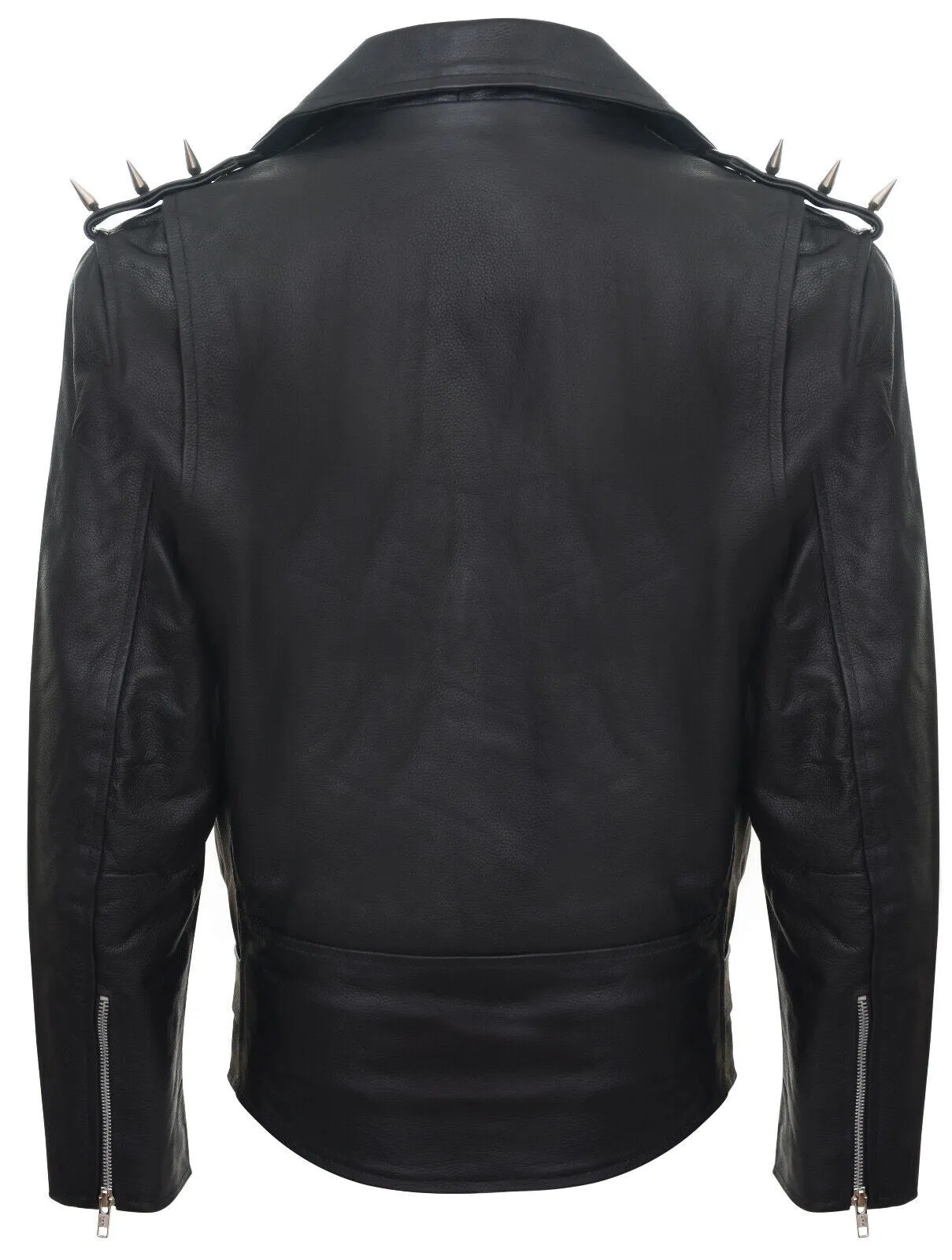 Men's  Brando  Black ''Ghostrider'' Spiked Leather Biker Jacket-Munich