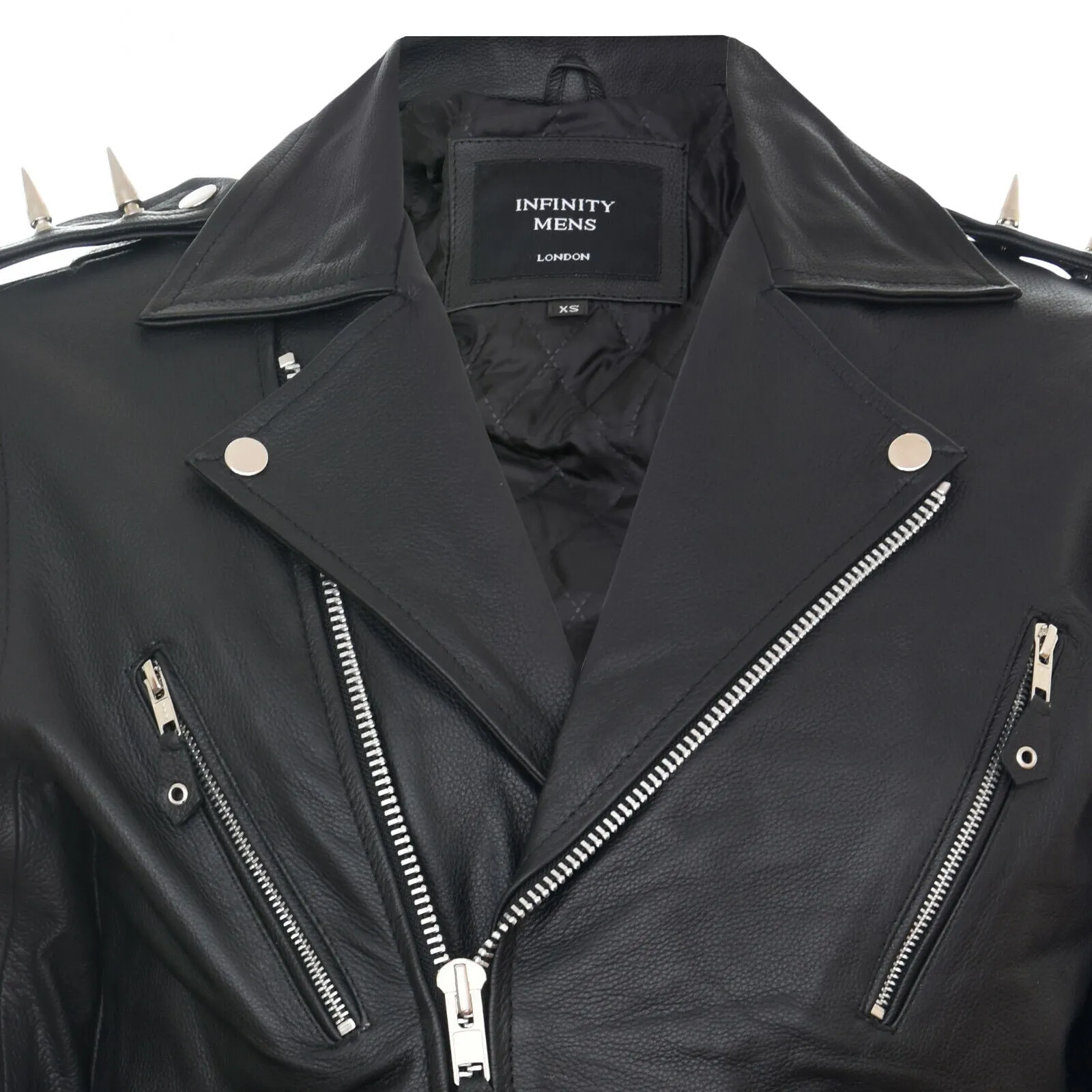 Men's  Brando  Black ''Ghostrider'' Spiked Leather Biker Jacket-Munich