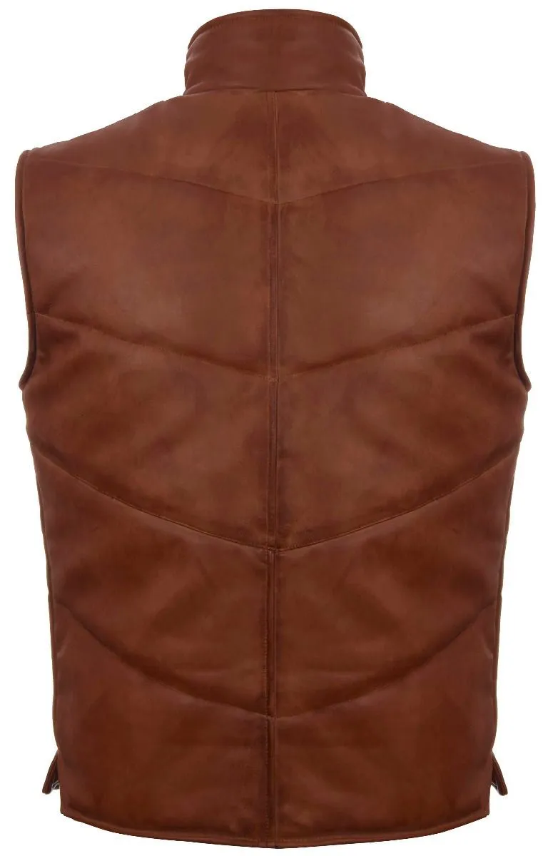 Mens Classic Leather Puffer Waistcoat-Nottingham