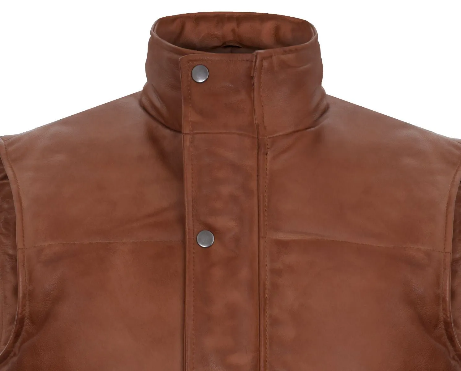 Mens Classic Leather Puffer Waistcoat-Nottingham