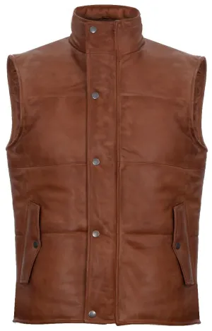 Mens Classic Leather Puffer Waistcoat-Nottingham