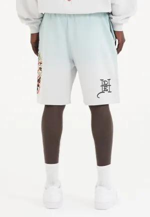 Mens Death Fighter Sweat Shorts - Light Green/Grey