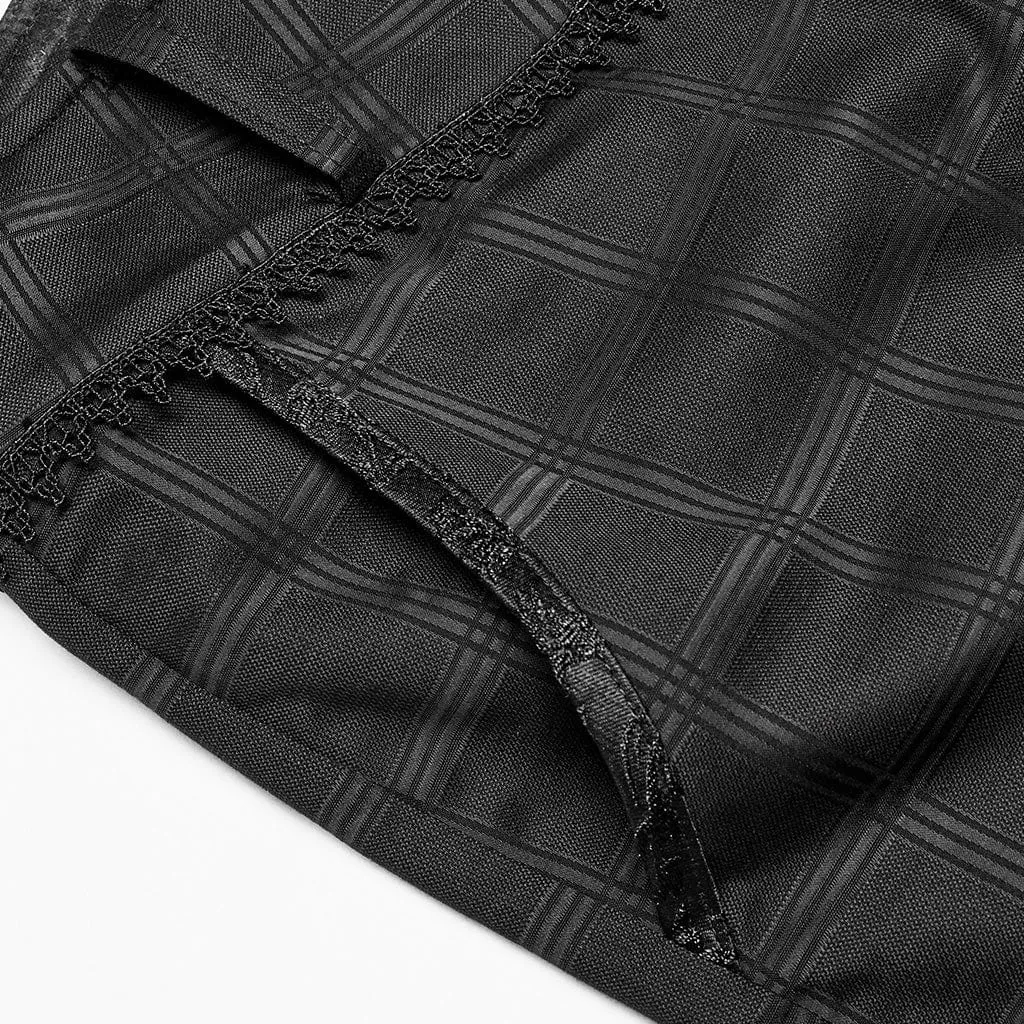 Men's Gothic Beaded Plaid Pants