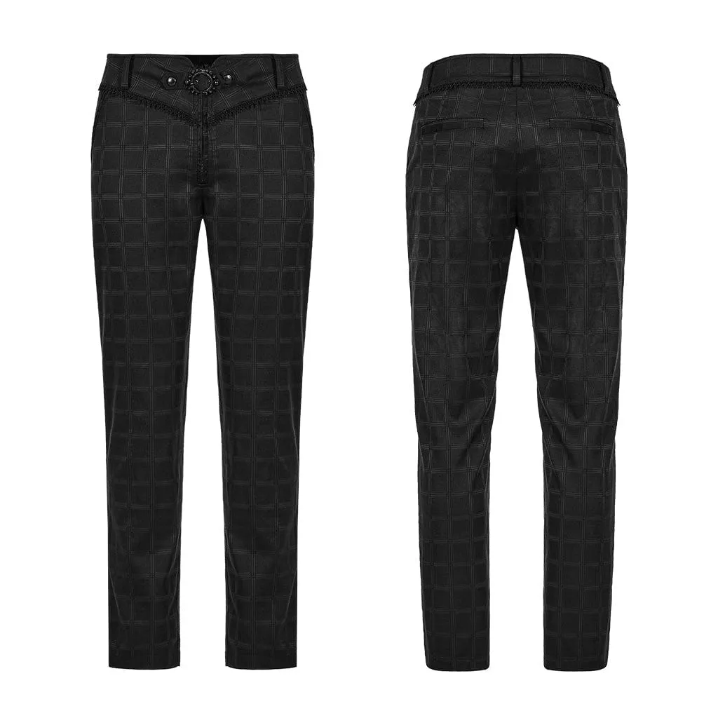 Men's Gothic Beaded Plaid Pants