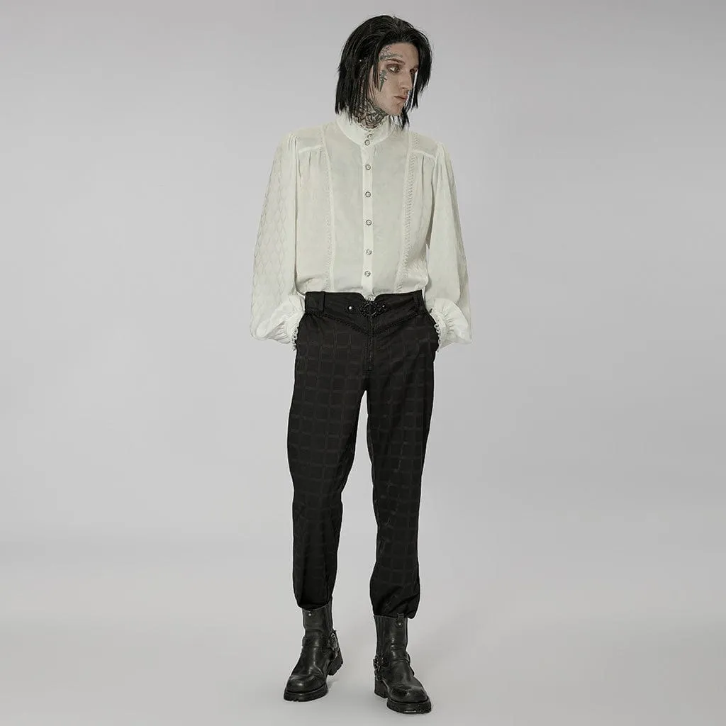 Men's Gothic Beaded Plaid Pants