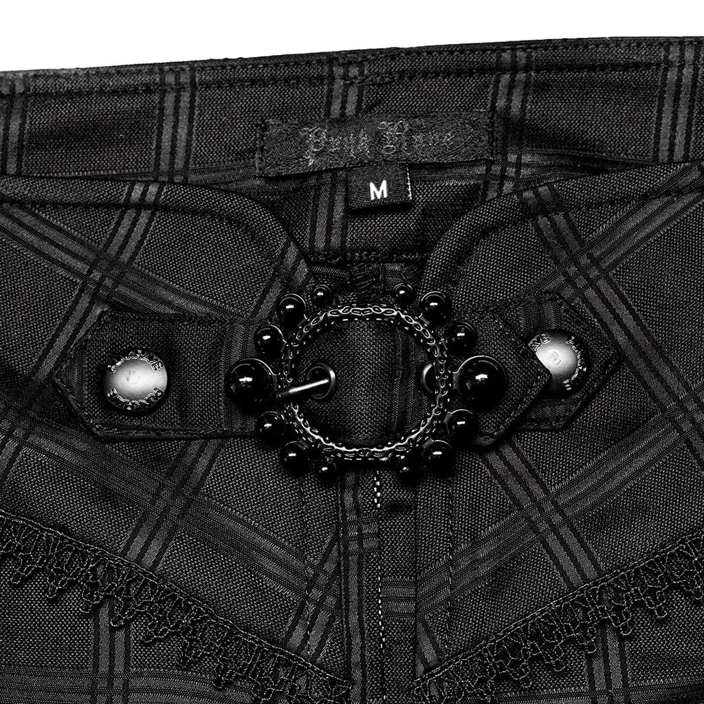Men's Gothic Beaded Plaid Pants