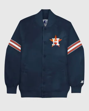 Men's Houston Astros Satin Full-Snap Jacket In Navy