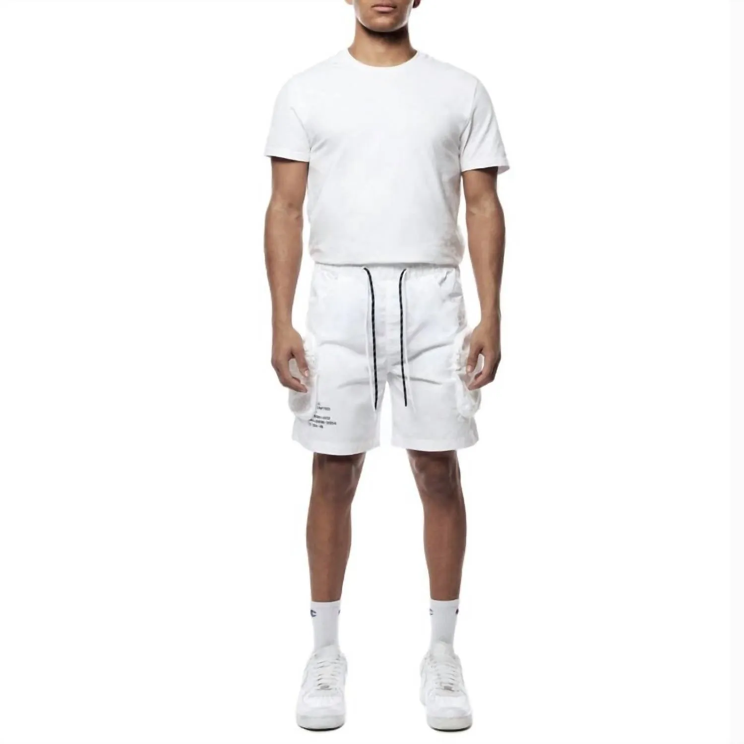 Men's Printed Nylon Utility Short In White