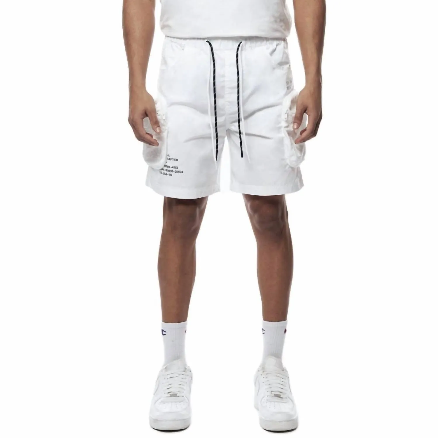 Men's Printed Nylon Utility Short In White