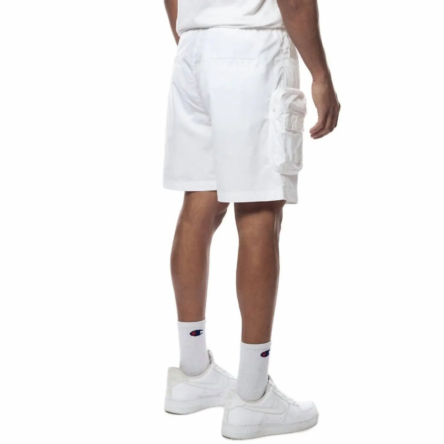 Men's Printed Nylon Utility Short In White