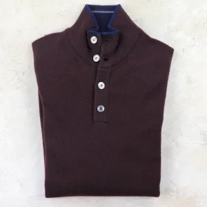 Men's Scirocco Tricolor Half Button Cashmere Sweater In Amarone