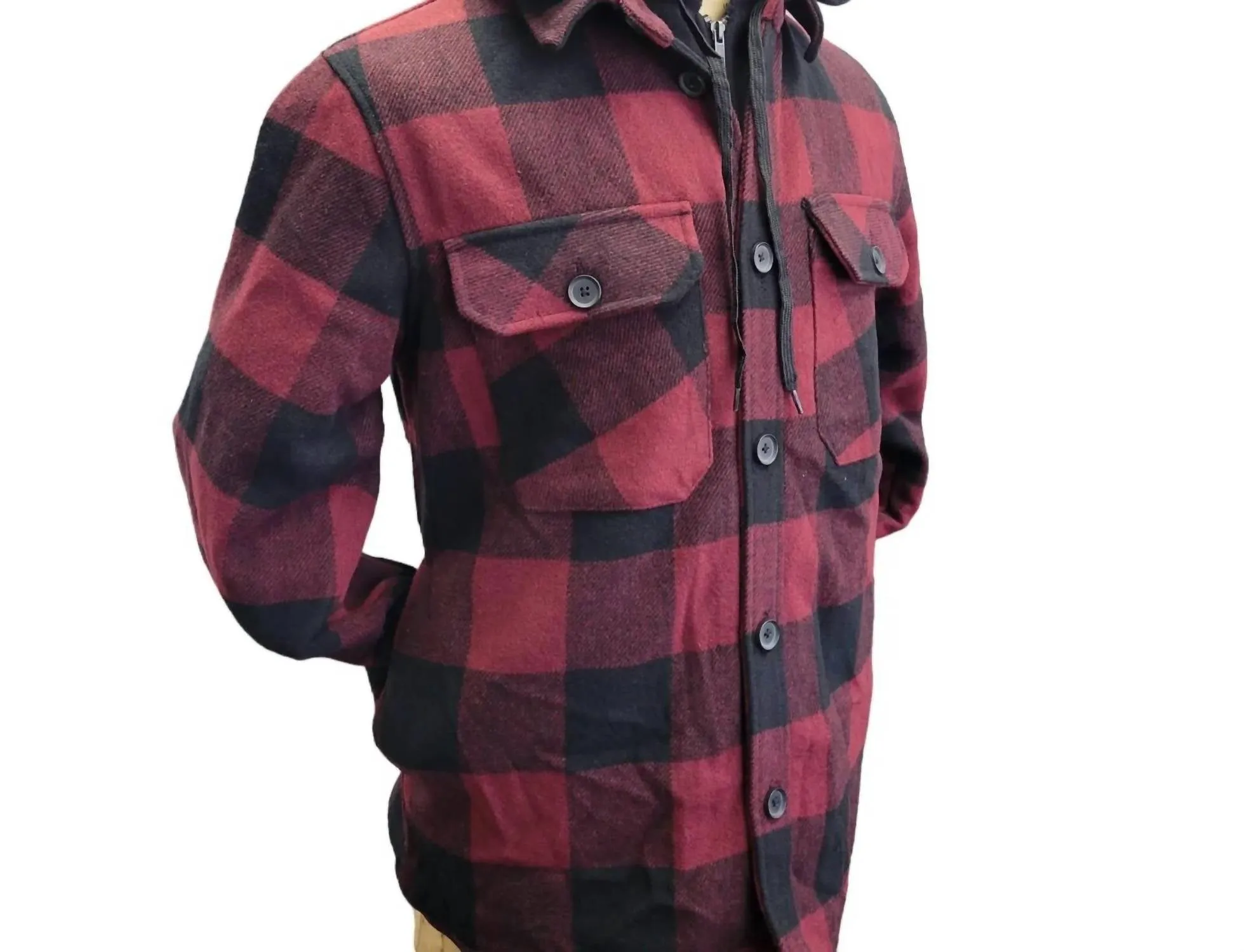 Men's Sherpa Plaid Jacket In Red