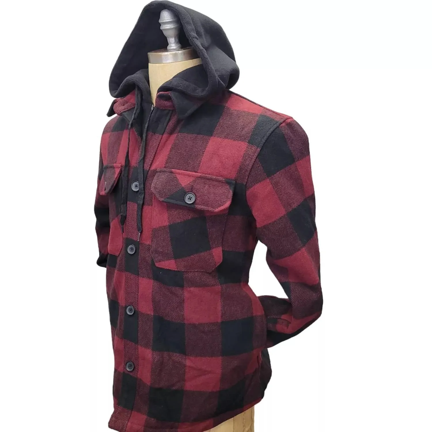 Men's Sherpa Plaid Jacket In Red