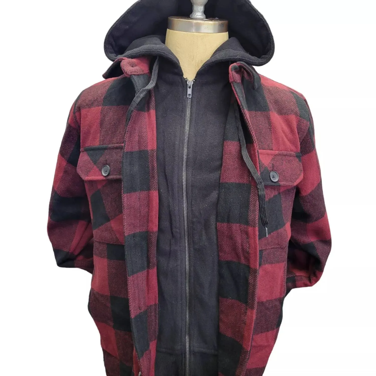 Men's Sherpa Plaid Jacket In Red