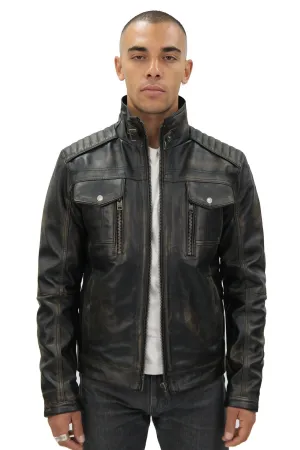 Men's Vintage Leather Biker Jacket-Cape Town