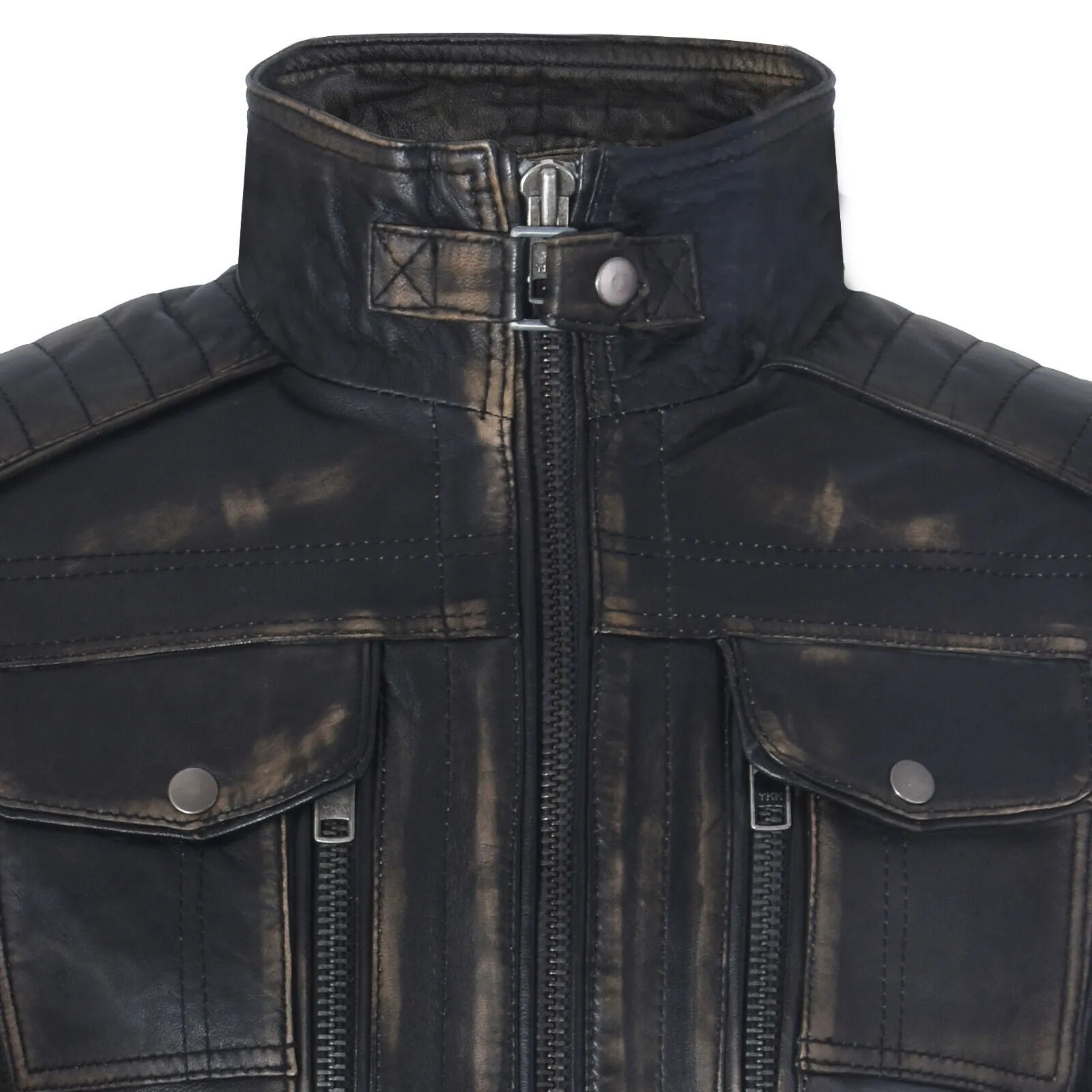Men's Vintage Leather Biker Jacket-Cape Town