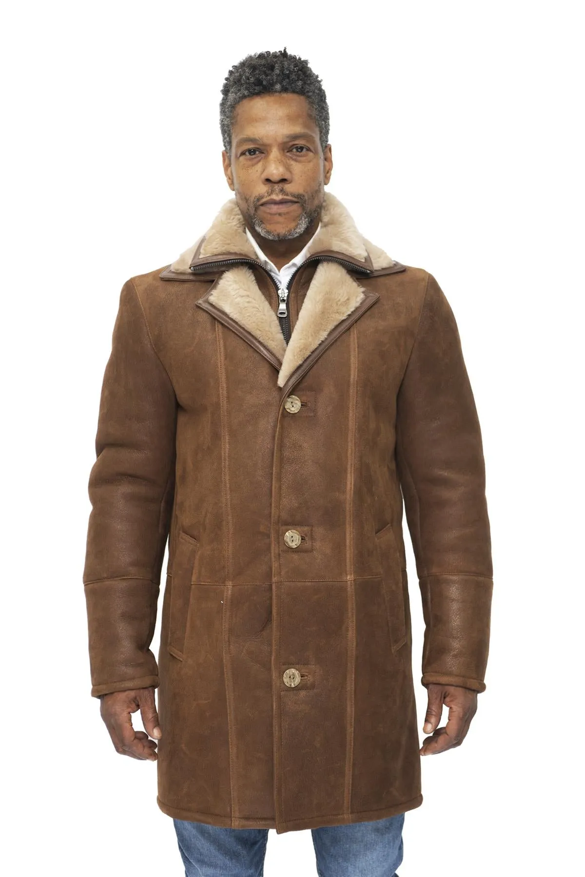 Mens Warm Shearling Sheepskin Leather Coat-Ilford