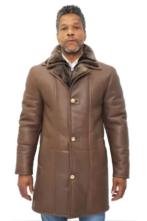 Mens Warm Shearling Sheepskin Leather Coat-Ilford