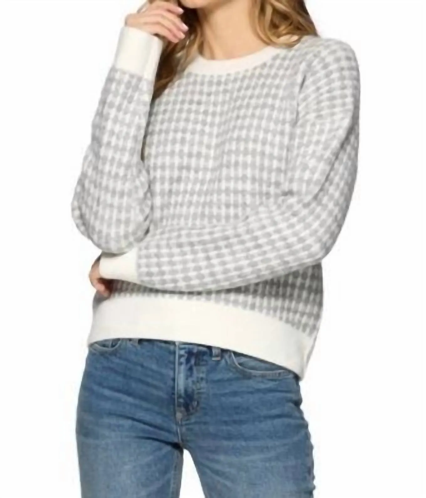 Michie Crew Sweater In Grey/white