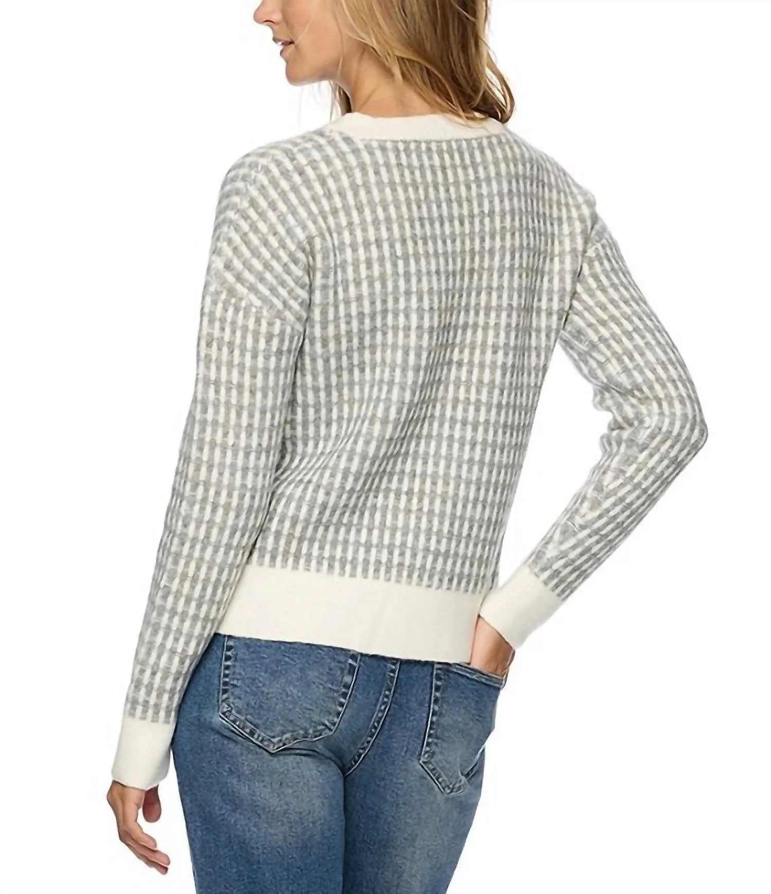 Michie Crew Sweater In Grey/white