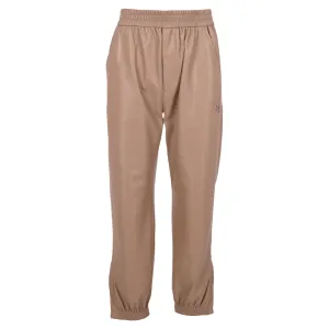 Nanushka Elastic Waist Pants in Beige Polyester