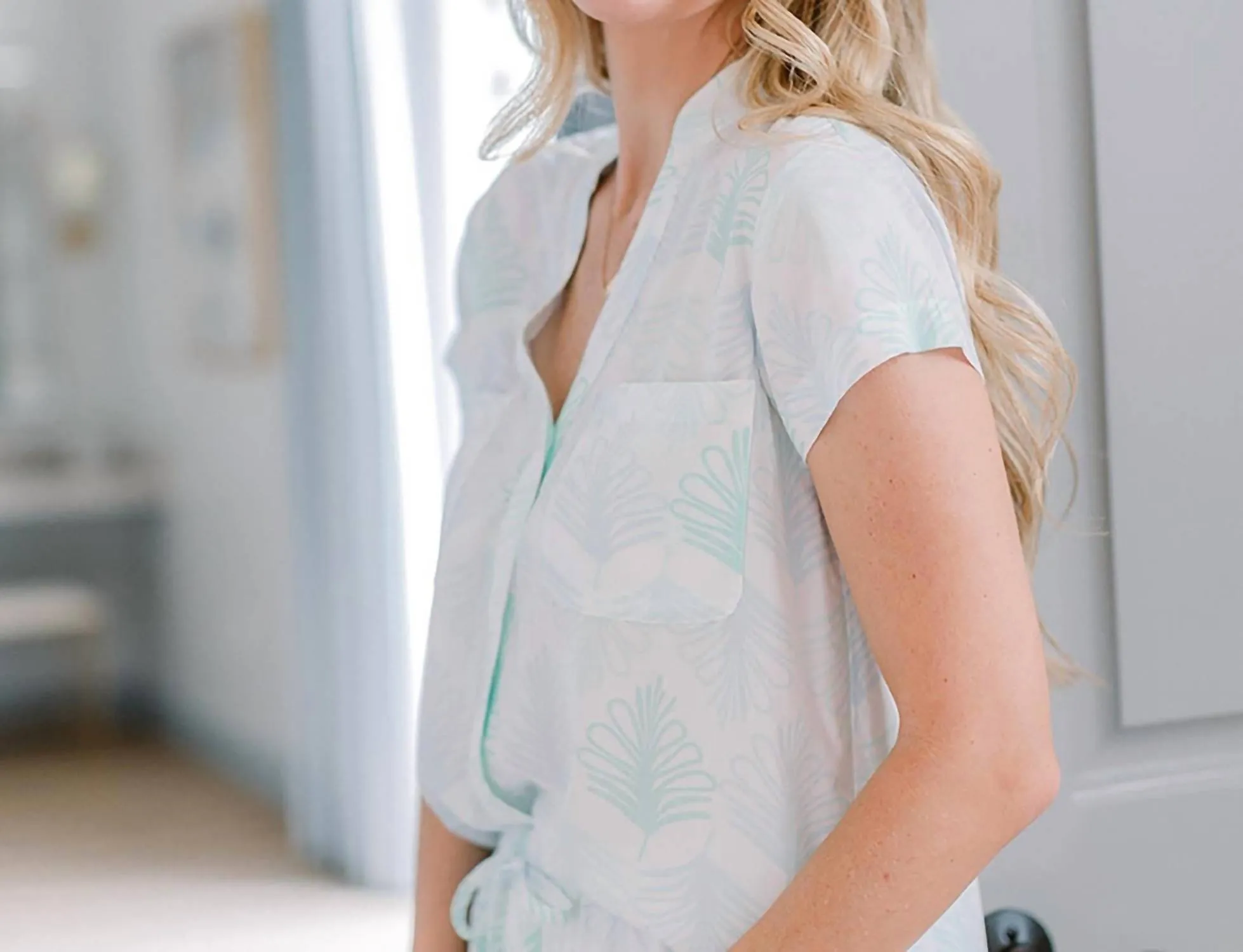 Pajama Pants Set In Stitches Sky