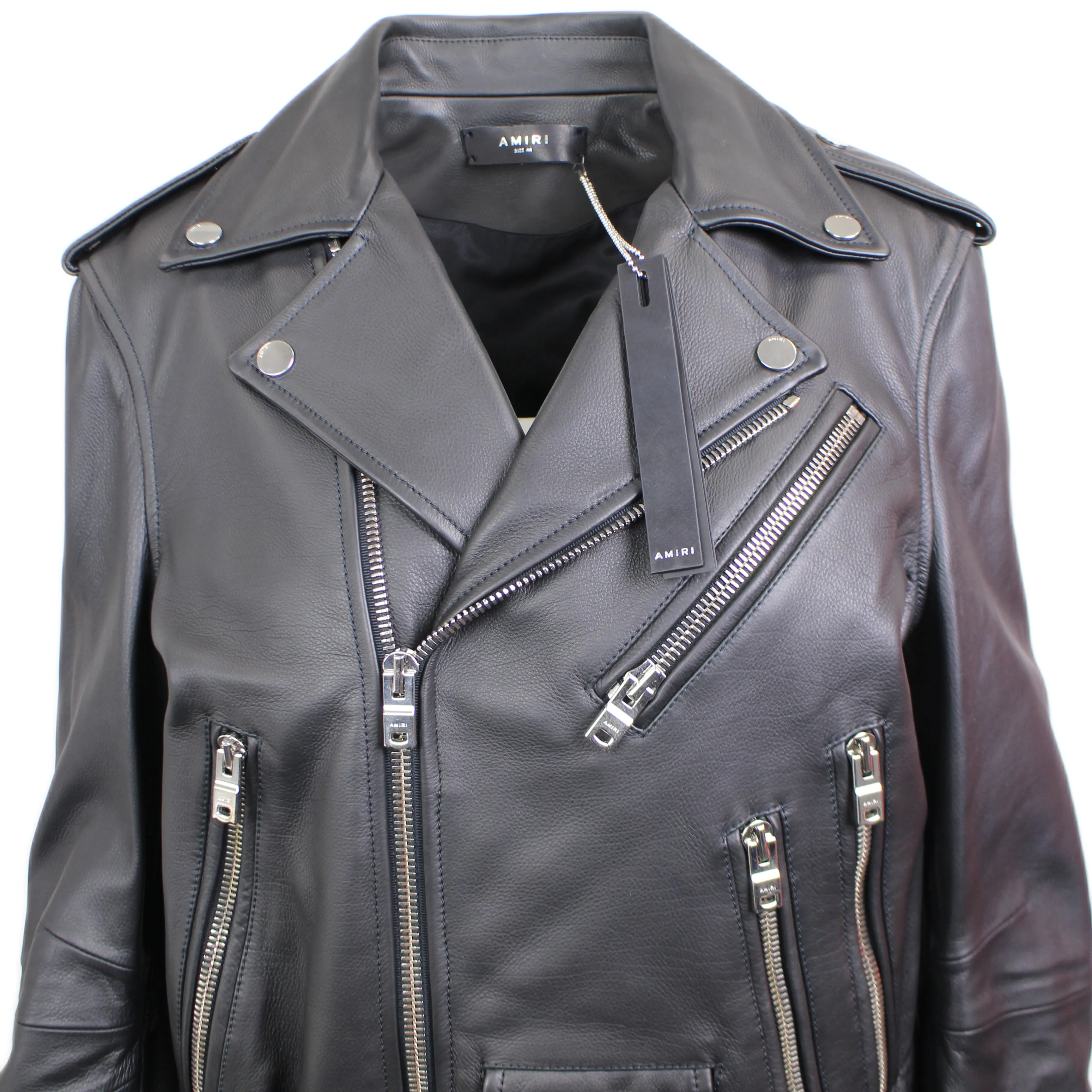 PERFECTO WITH PAINT EMBROIDERY Black Leather Jacket