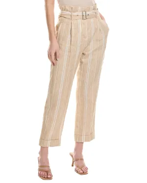Peserico womens  Paperbag Linen-Blend Pant, 42, Brown