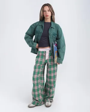 Pink Green Multicolor Plaid Boxer Pants