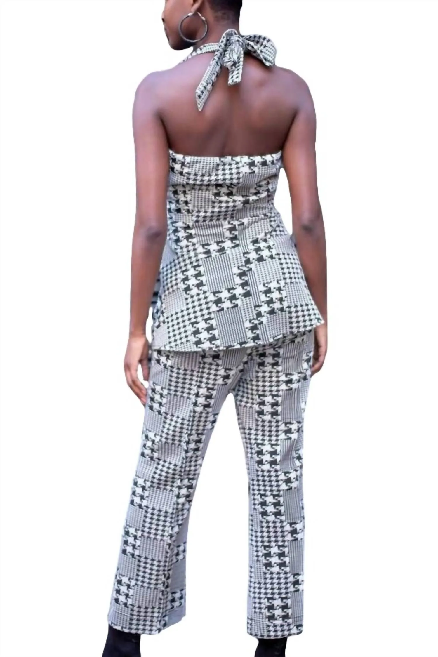 Plaid Pant Set In Black/white