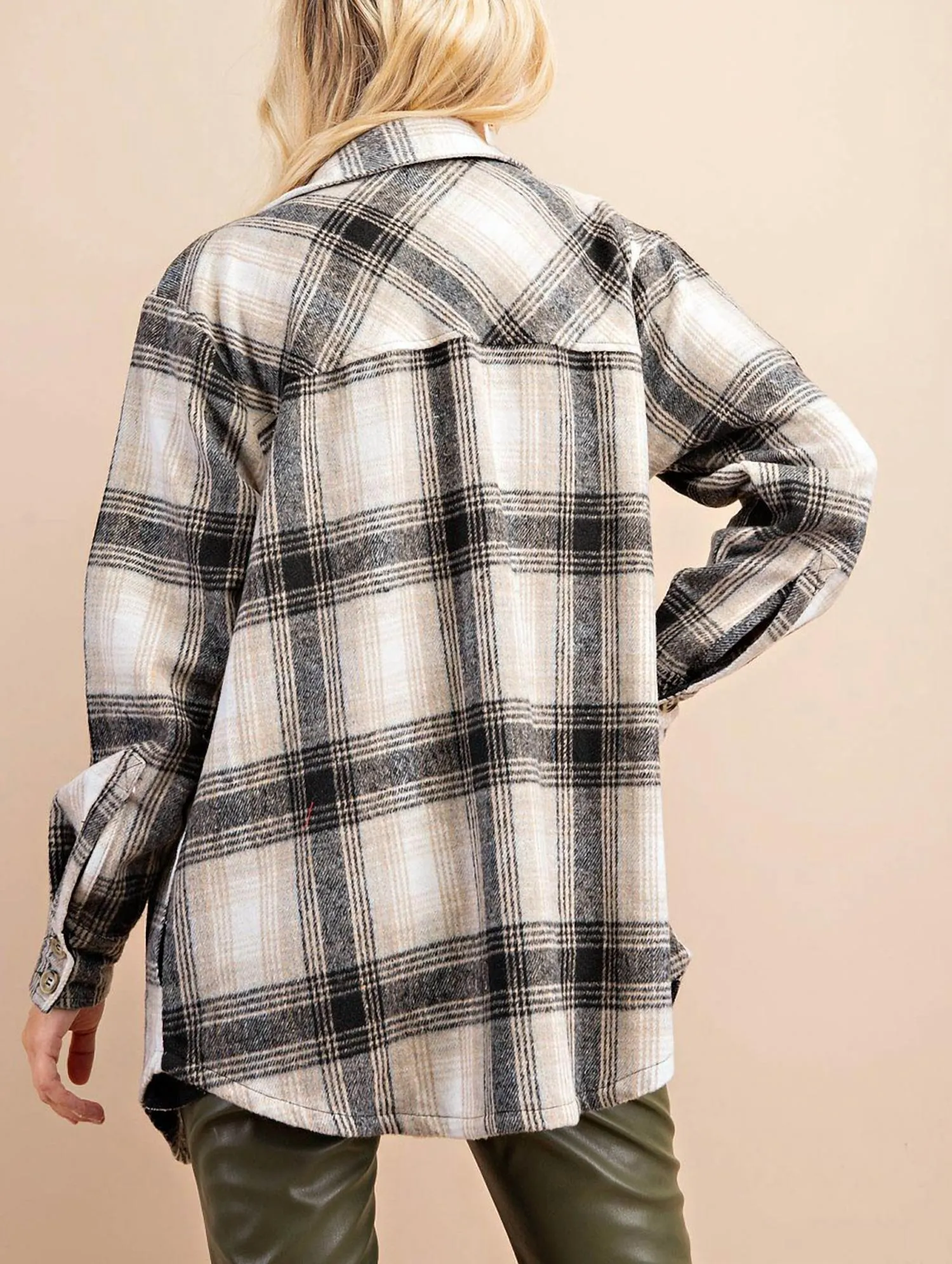 Plaid Shirt Jacket In Black/tan