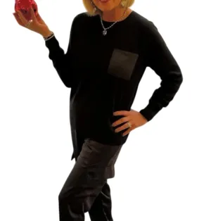 Pocket Front Sweater In Black