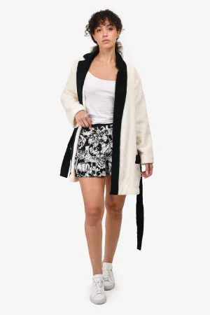 Pre-Loved Chanel™ Resort 2022 White/Black Printed Ruched Silk Mini Bloomer Shorts Size 38