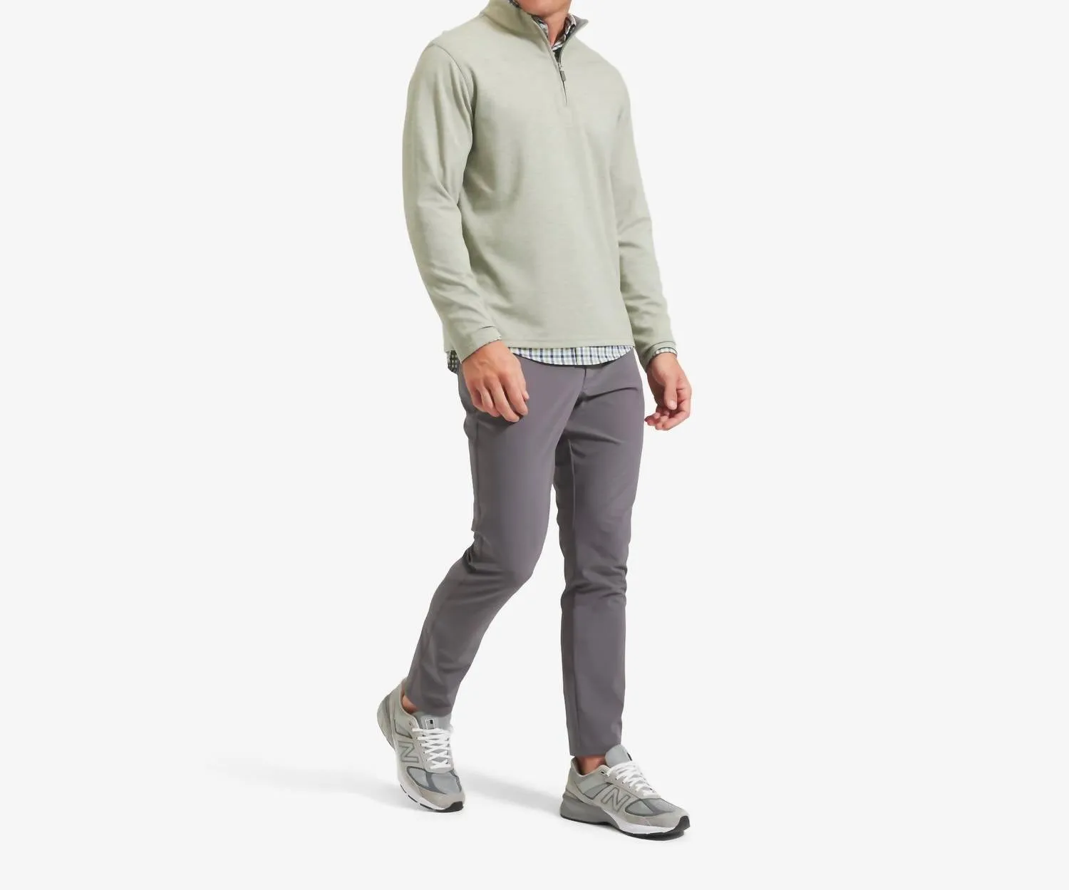 Proflex Quarter Zip Sweater In Sage Green Heather