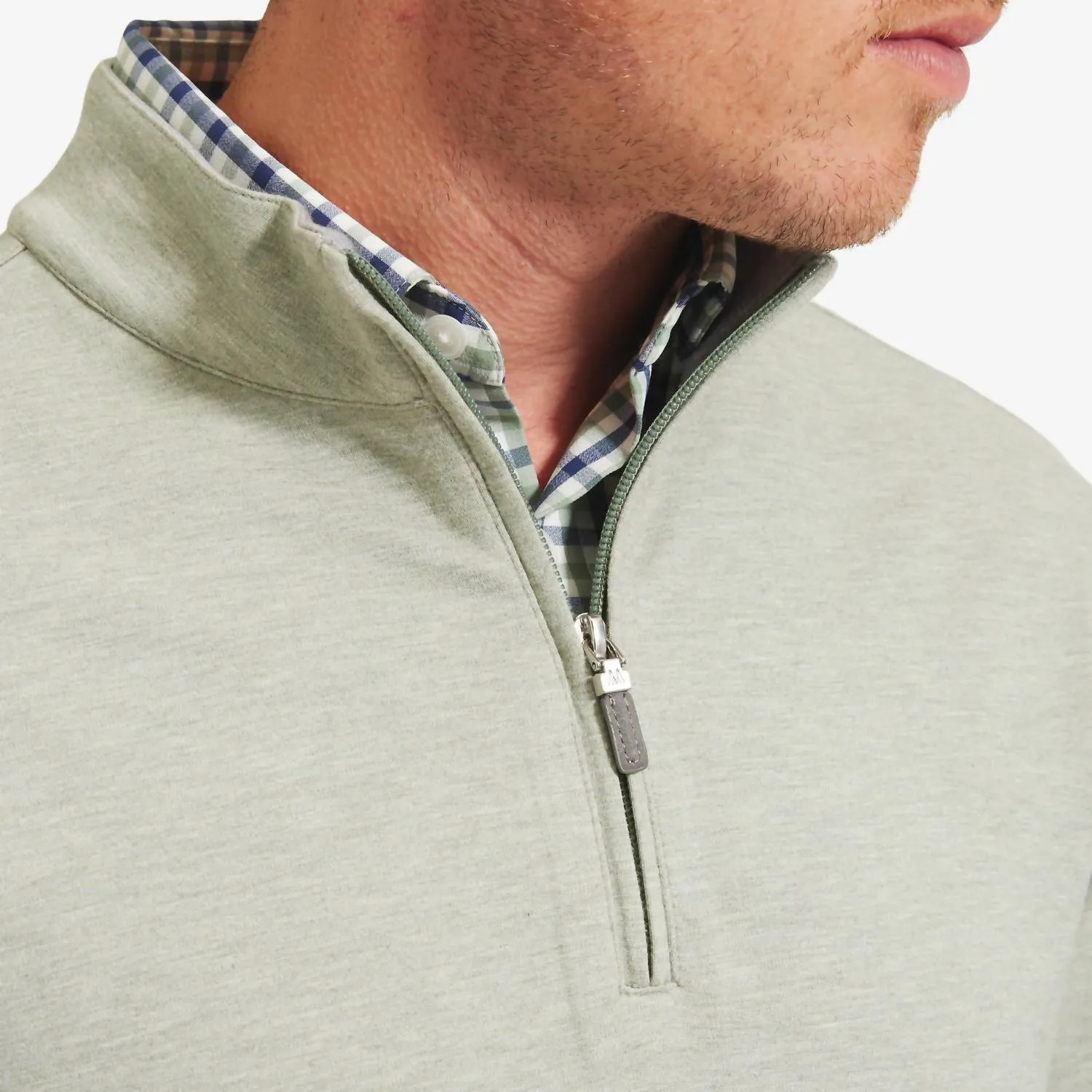 Proflex Quarter Zip Sweater In Sage Green Heather