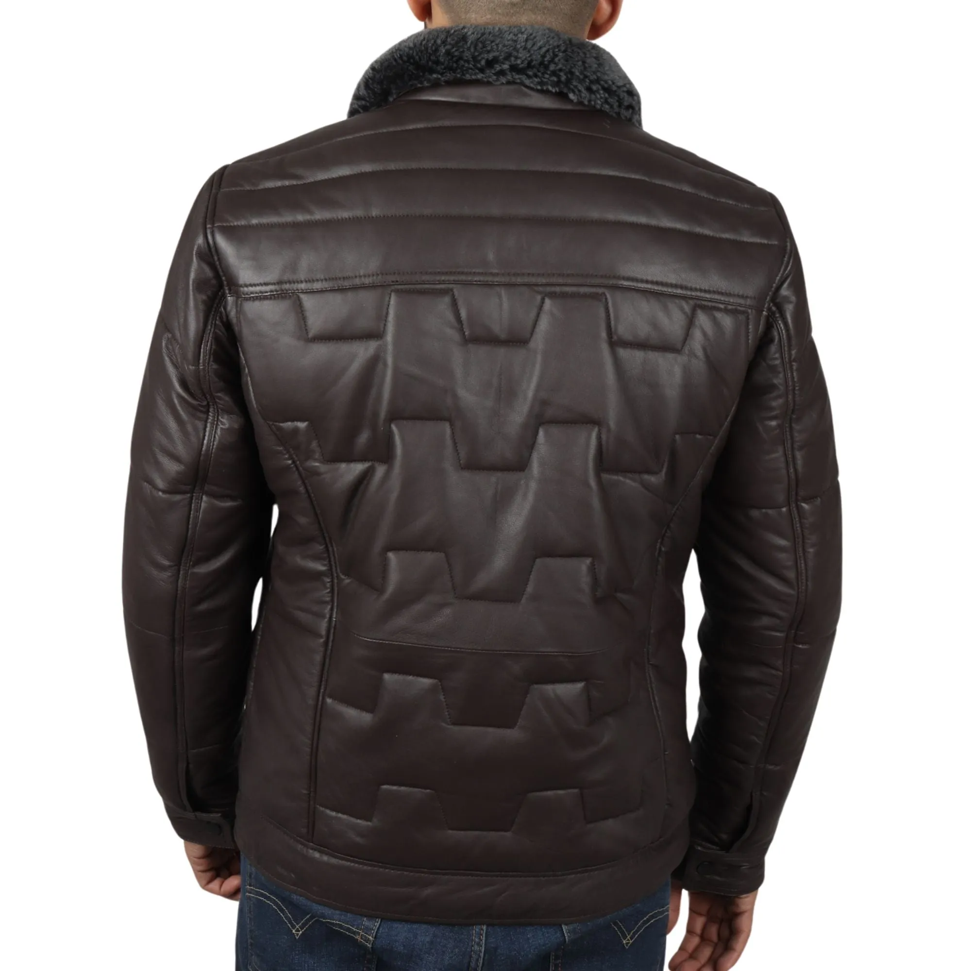 Quilted Padded Real Leather Safari Coat