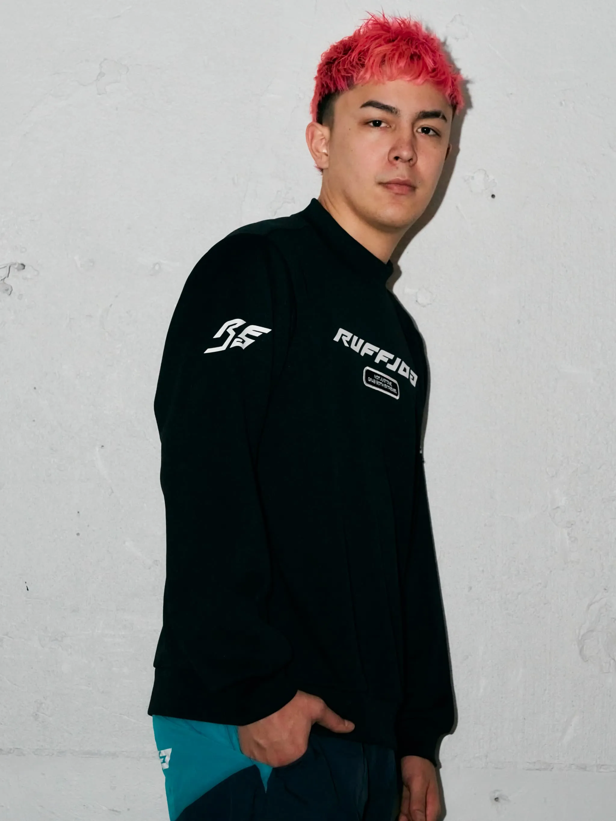 RACING LOGO L/S MOCK NECK SHIRTS BLACK
