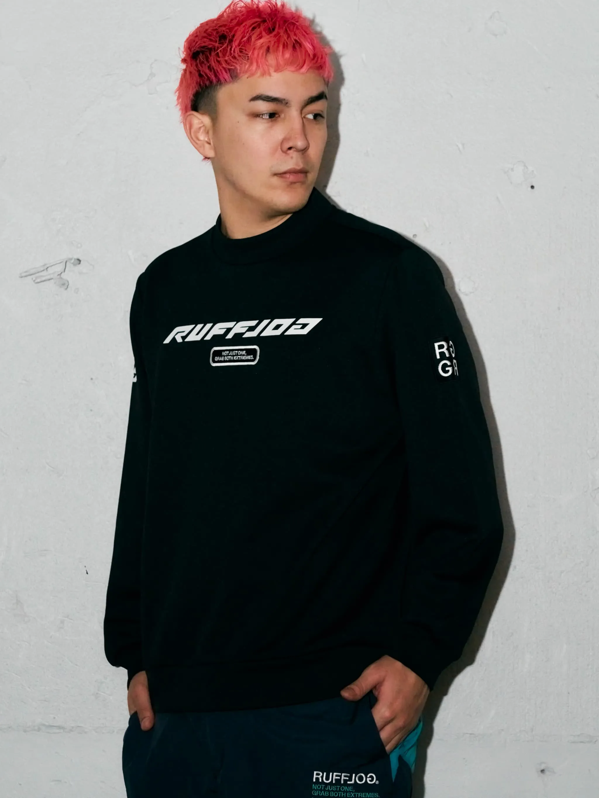 RACING LOGO L/S MOCK NECK SHIRTS BLACK