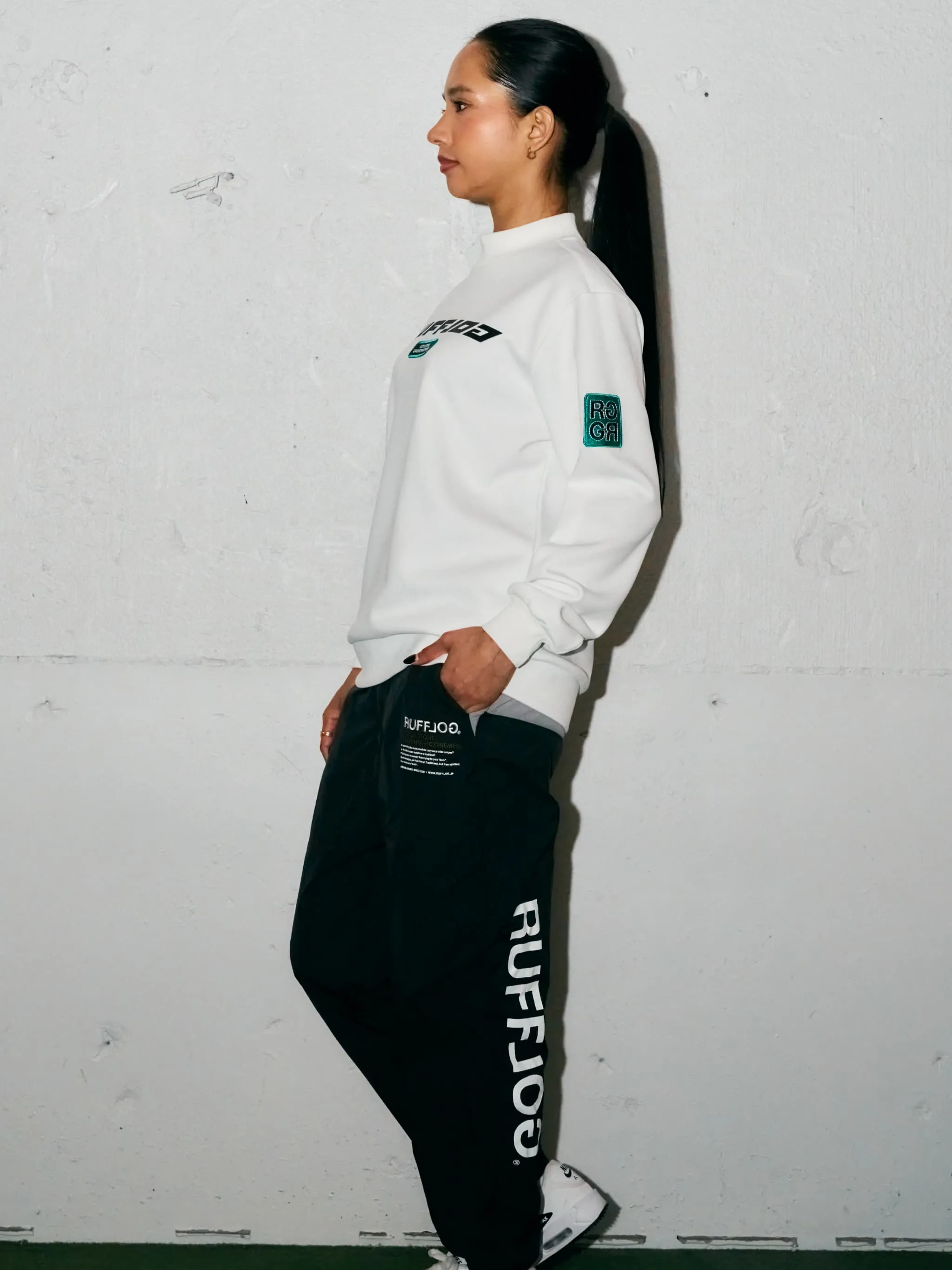 RACING LOGO L/S MOCK NECK SHIRTS WHITE