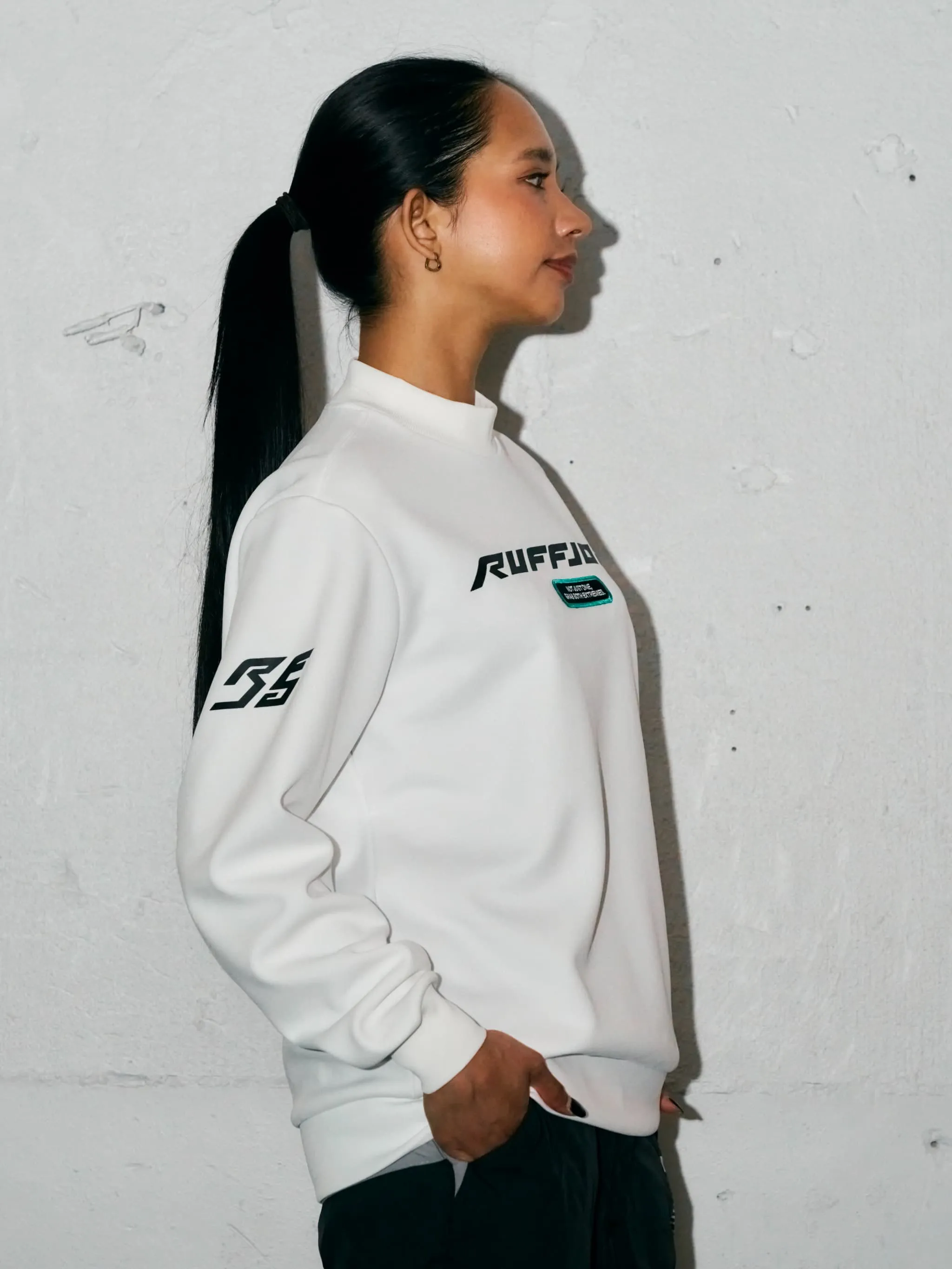 RACING LOGO L/S MOCK NECK SHIRTS WHITE