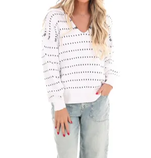 Raising The Bar V-Neck Sweater In Ivory/navy