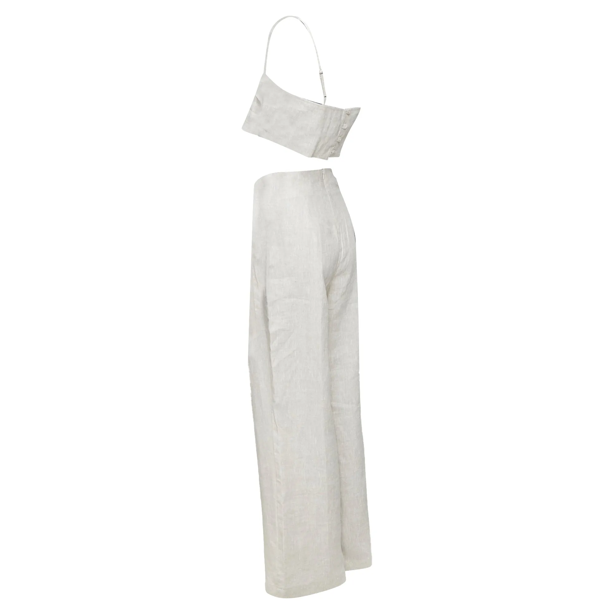 Reformation Linen Camisole Crop Top Wide Pants Set