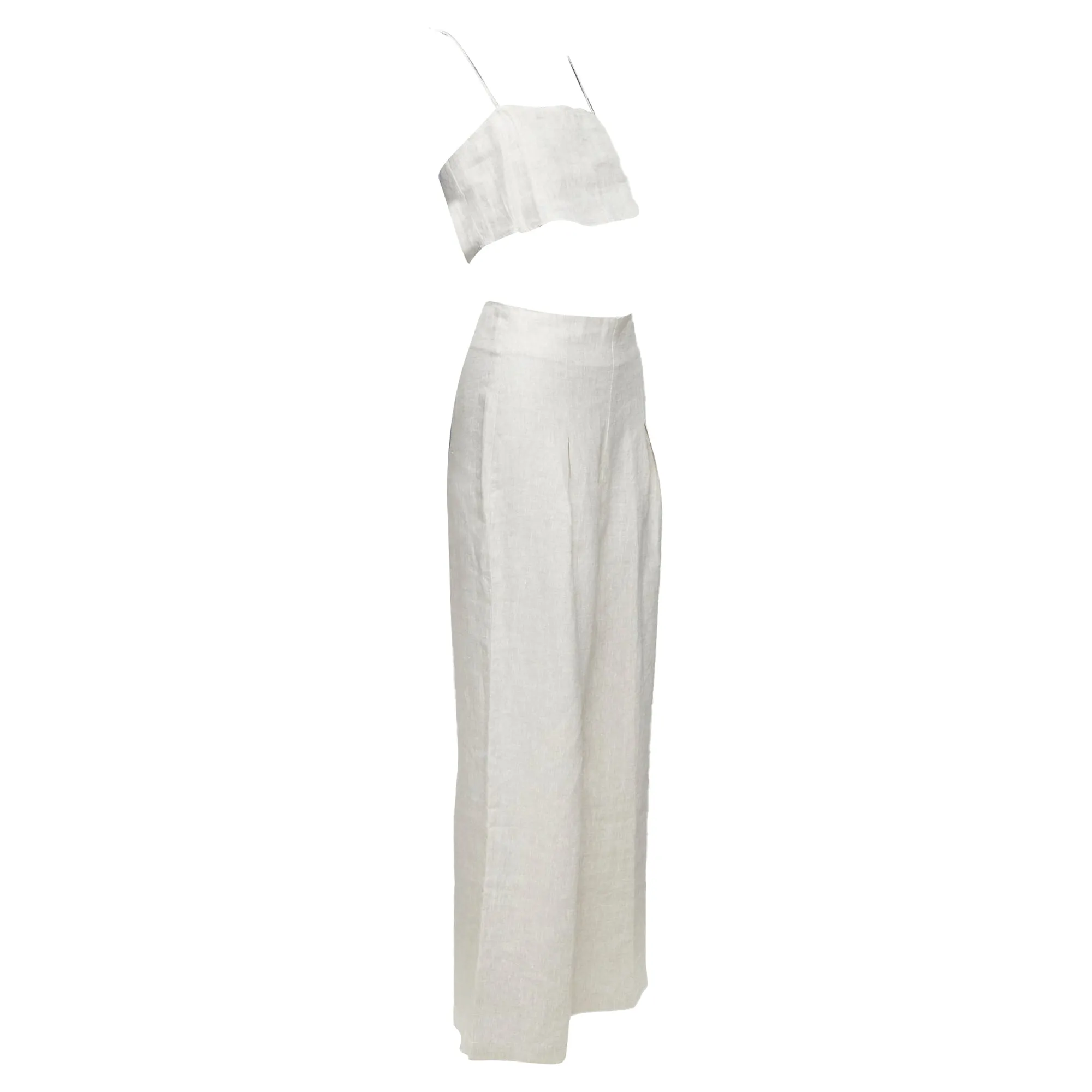 Reformation Linen Camisole Crop Top Wide Pants Set