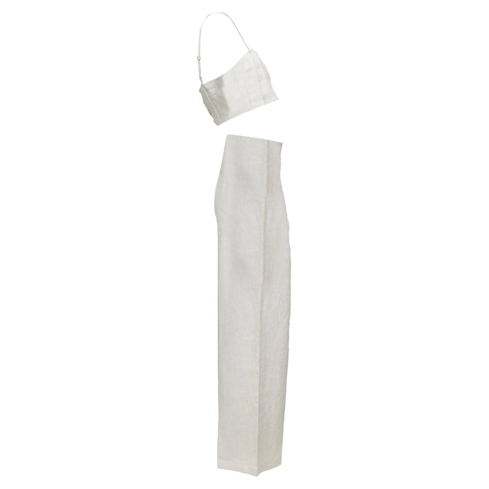 Reformation Linen Camisole Crop Top Wide Pants Set