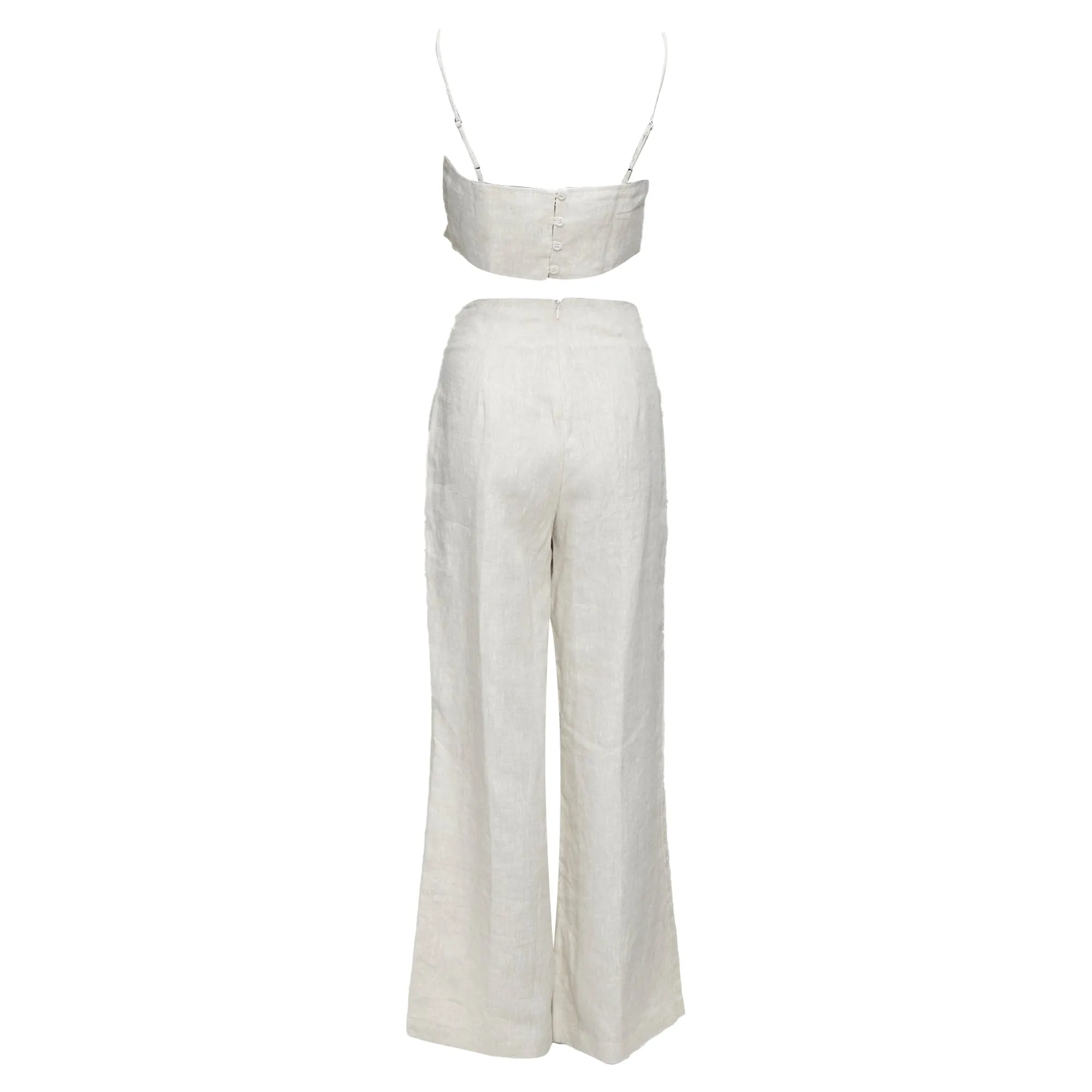 Reformation Linen Camisole Crop Top Wide Pants Set